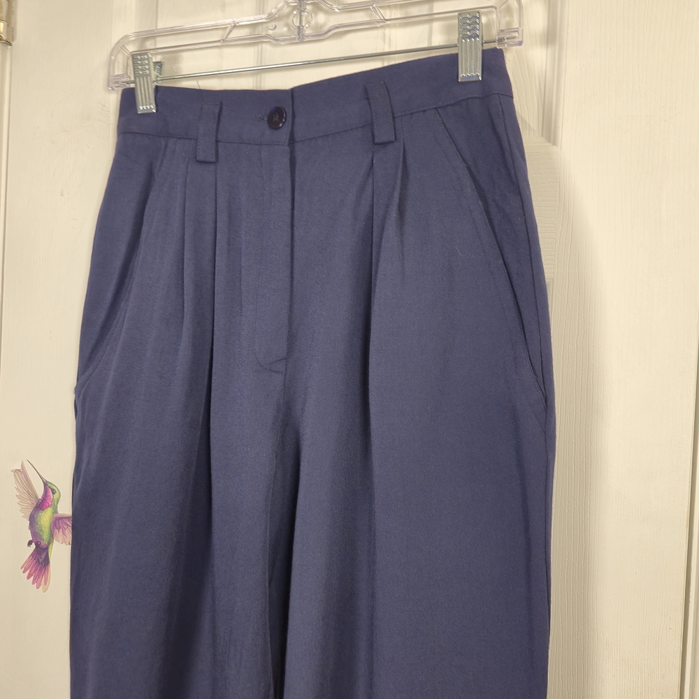 Vintage The Limit High-Waist Pleated Wool-Blend Trousers | Size 8 - Picture 3 of 7